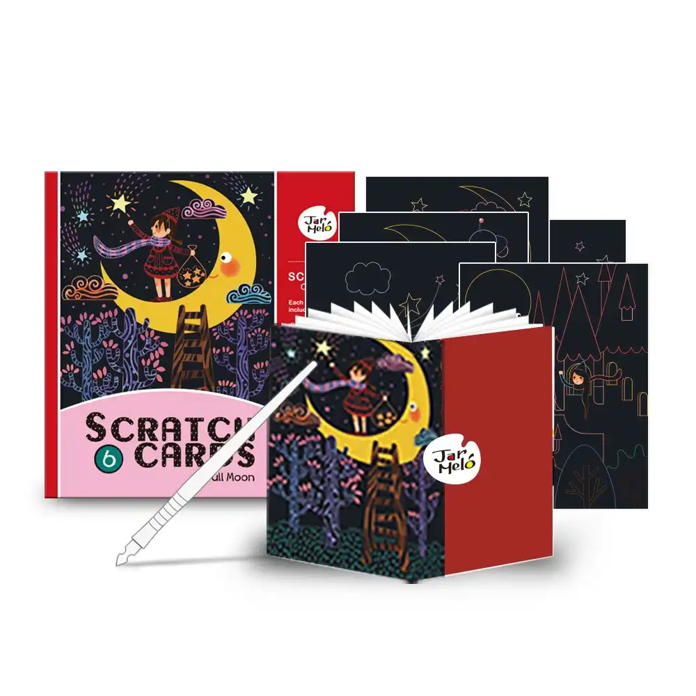Jarmelo Scratching Drawing Creative Card Kids Play Set Full Moon w/Stylus 3+