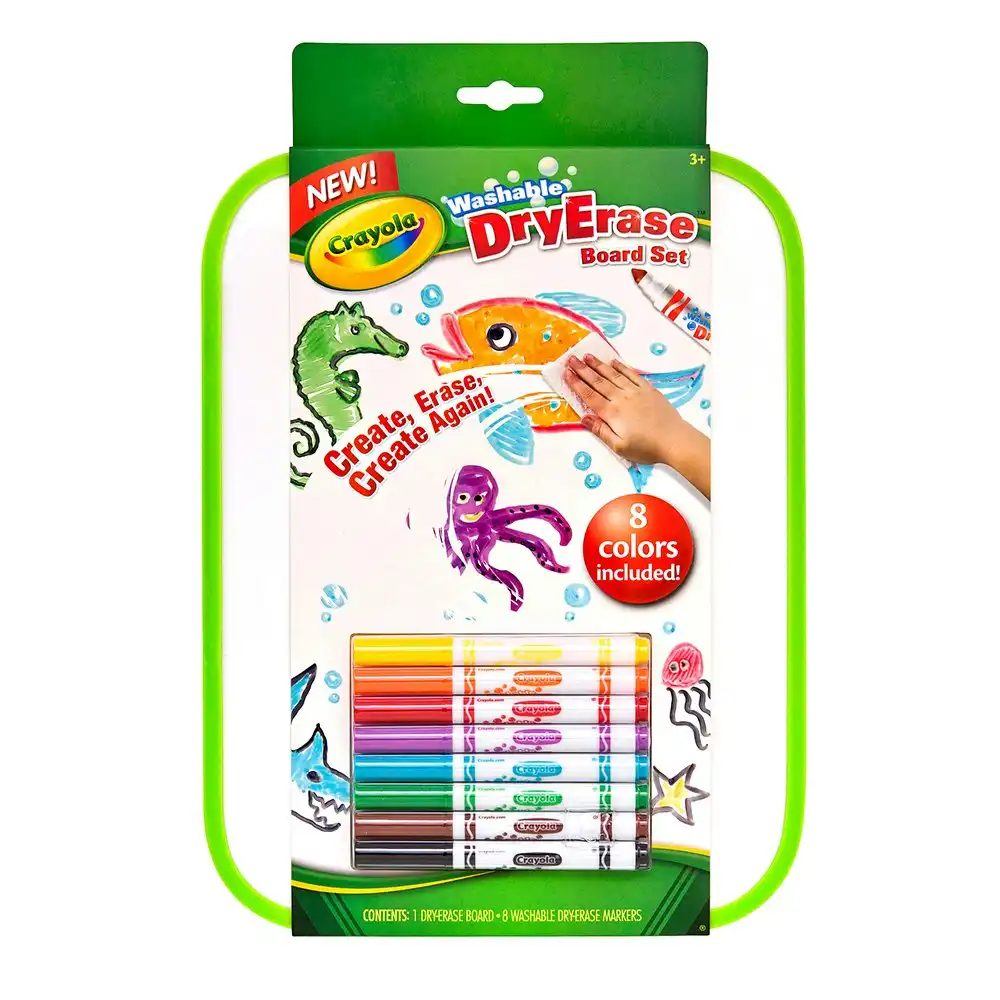 Crayola Kids/Childrens Creative Drawing Whiteboard w/8 Washable Markers Set 36m+