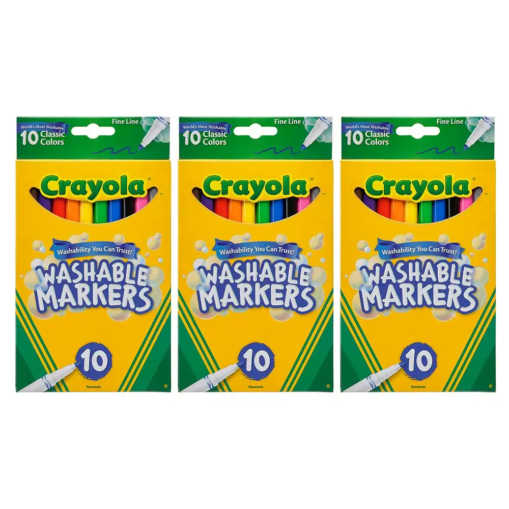 30pc Crayola Kids/Childrens Creative Washable Art/Craft Fineline Colour Markers