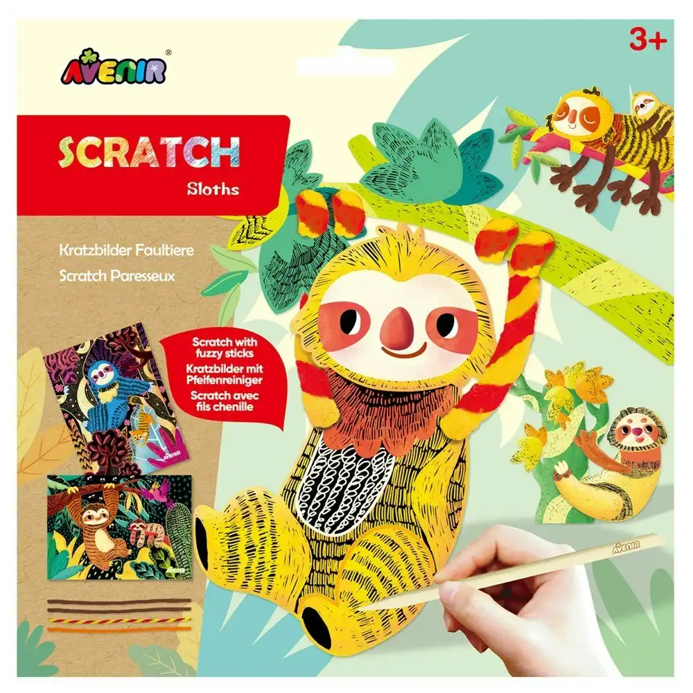 Avenir Scratch Sloths Animal Scratch Art Kids/Children Fun Craft Activity 3y+