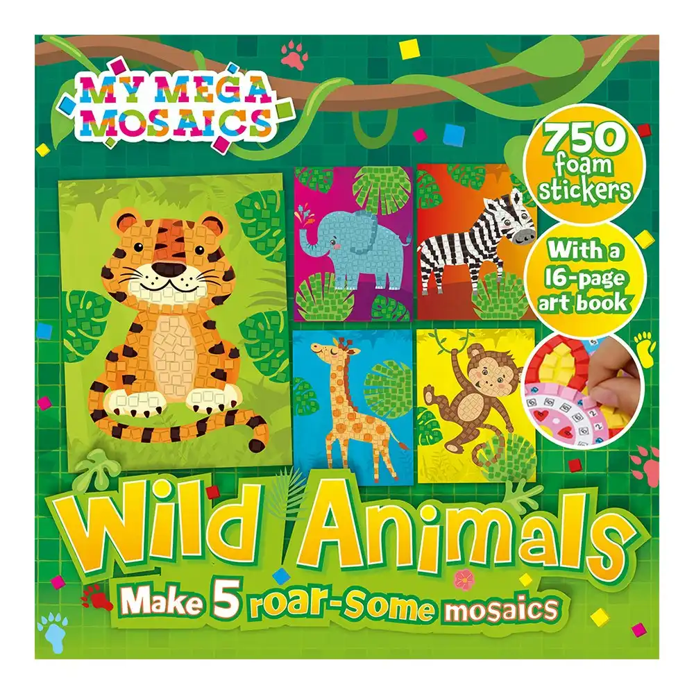 Bookoli Creative Crafts My Mega Mosaics Wild Animals Art Activity Kit Craft