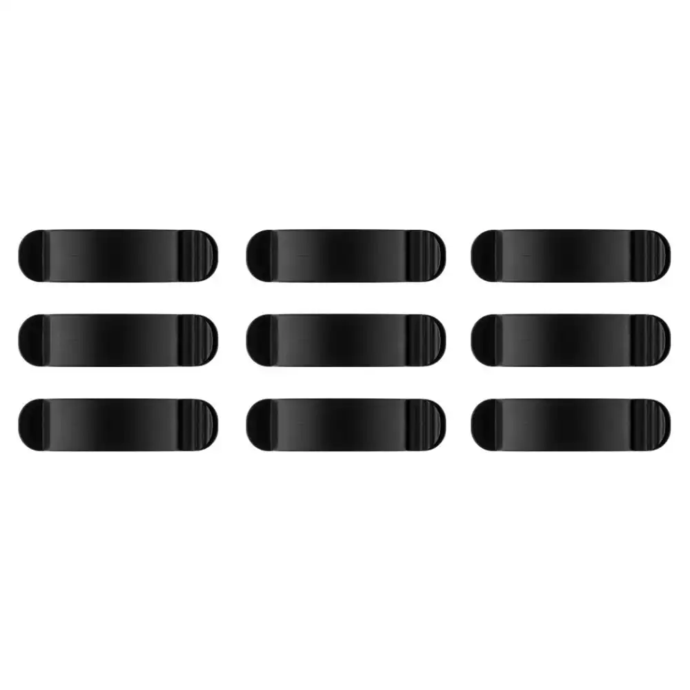 9pc Goobay 3-Slot Cable Management Clip Cord Holder Organiser Storage Black