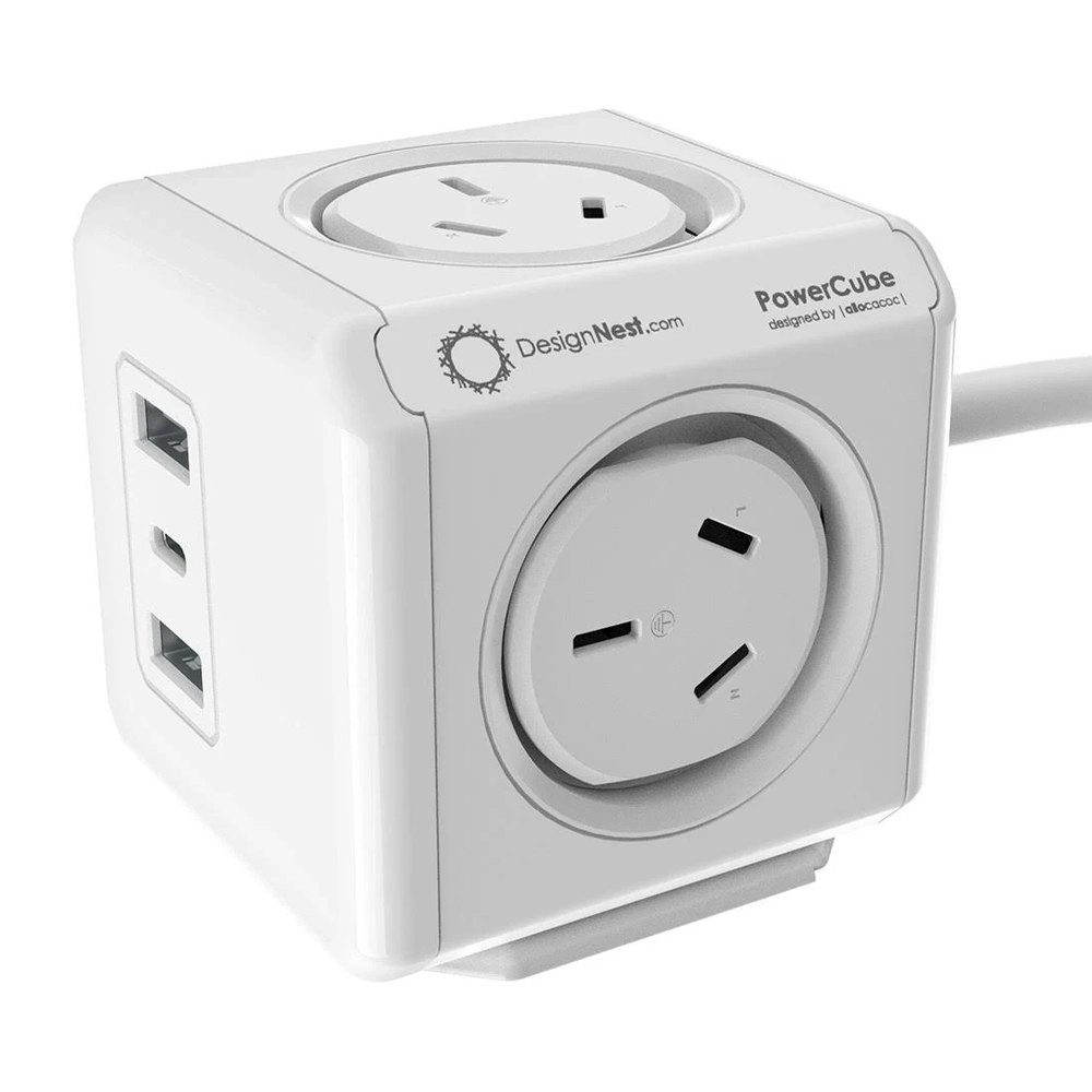 Design Nest Allocacoc Multiport Quick Charging PowerCube AU/NZ Plug Socket White