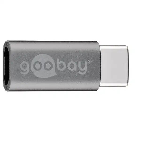 Goobay USB-C Male to USB 2.0 Micro Type B Female Adapter Connector For PC Grey