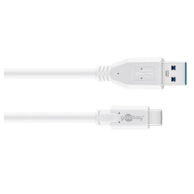 Goobay 50cm USB-C to USB A 3.0 Male Cable Cord Connector For Smartphones White