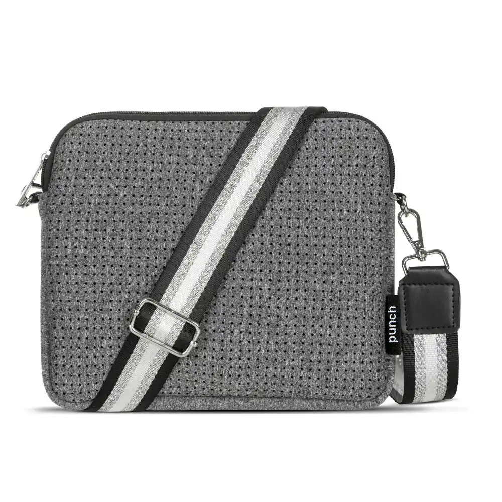 Punch Neoprene Side Women's Travel Bag/Purse/Handbag w/Crossbody Strap Marl Grey