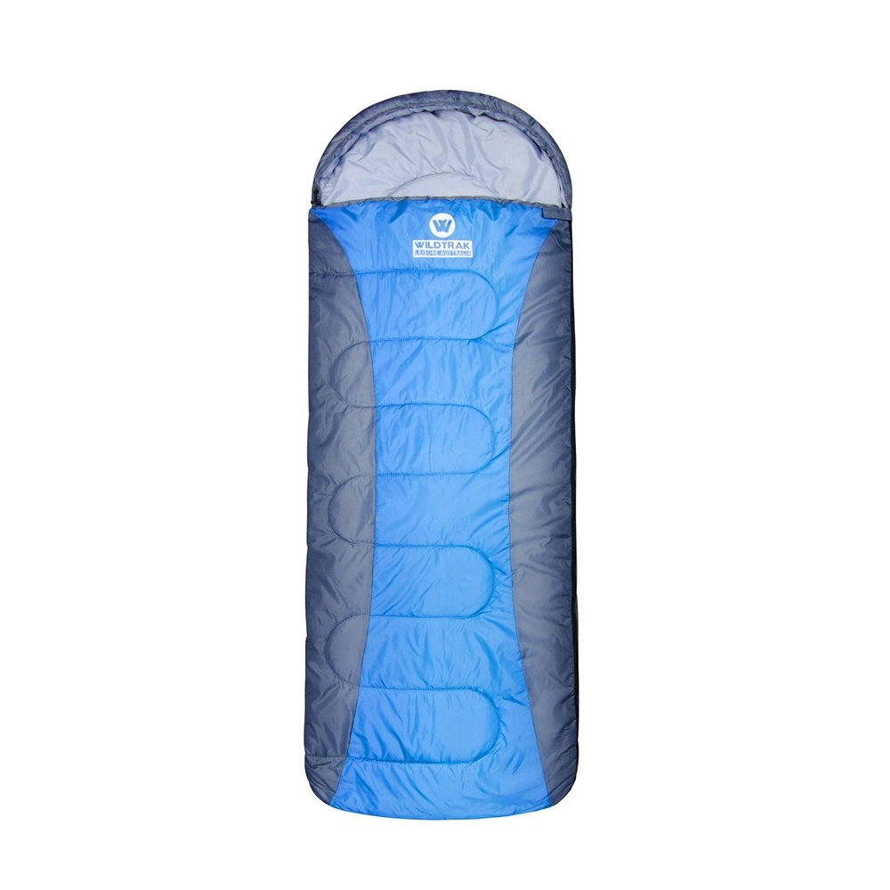 Wildtrak Forrest 230x75cm Hooded Sleeping Bag Thermal Camping Sleeper Blue/Grey