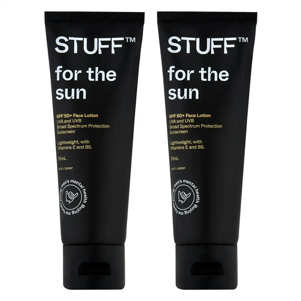 2x Stuff For The Sun Men's SPF50+ Moisturising Nourishing Sunscreen Lotion 70ml