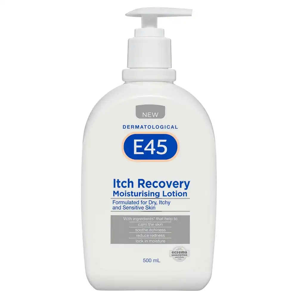 E45 Itch Recovery Moisturising/Soothing Lotion 500ml f/ Dry/Itchy/Sensitive Skin