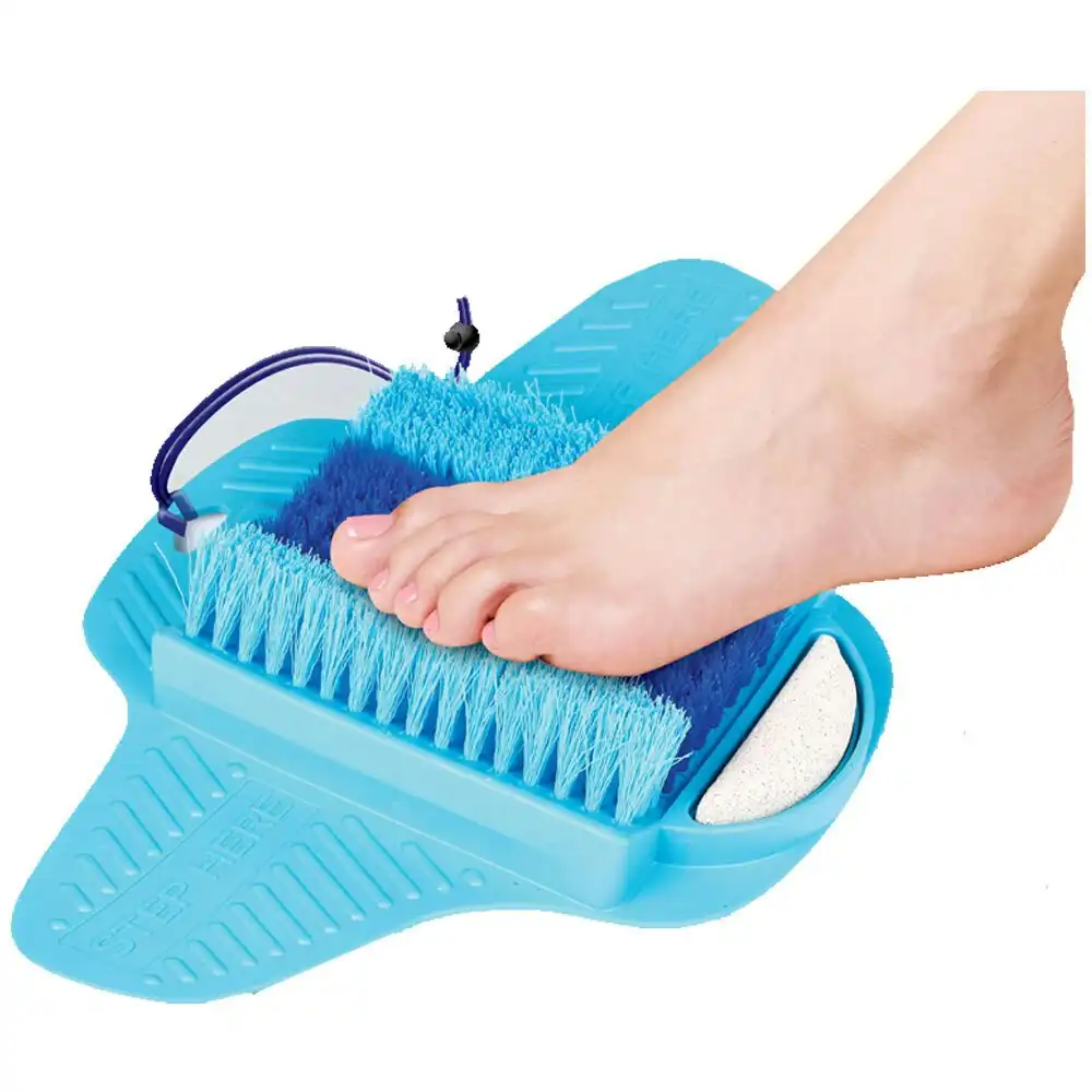 Loraine 36cm Shower Scrubby Feet Cleaner Scrub/Revitalize/Exfoliate Skin Blue