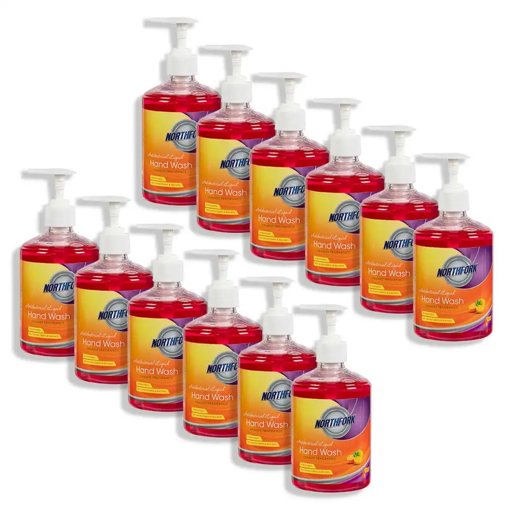 12PK Northfork 500ml Liquid Hand Wash Cleaner Gentle Care Soap Orange Fragrance