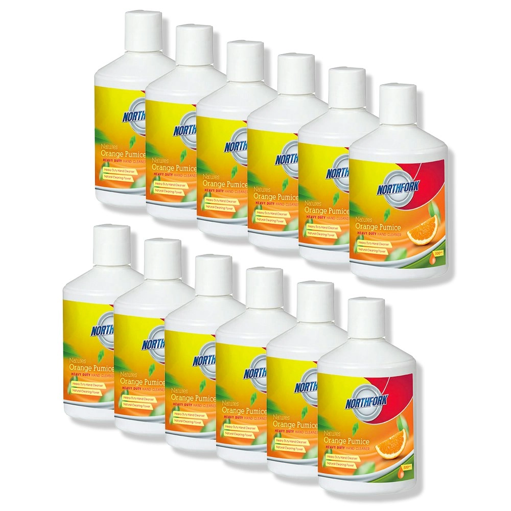 12x Northfork Natures 500ml Liquid Orange Pumice Hand Cleaner Non-Toxic Cleanser