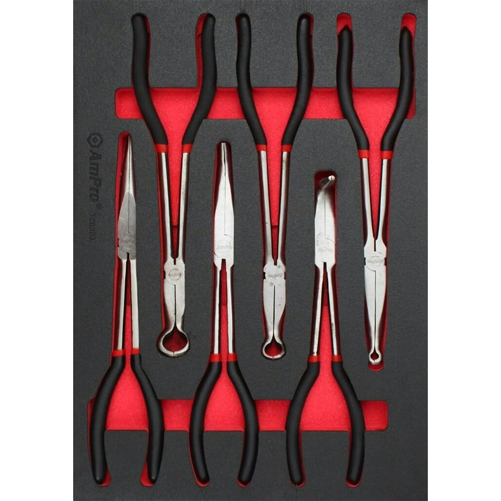 6pc Ampro Heavy Duty 11in Long Reach Nose Pliers Garage Tool Kit Set TS38383