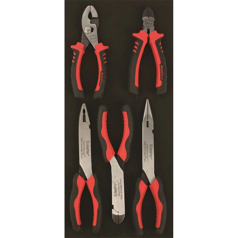 5pc Ampro Heavy Duty Long Reach High Leverage/Cutting Pliers Set Tool Kit T28773