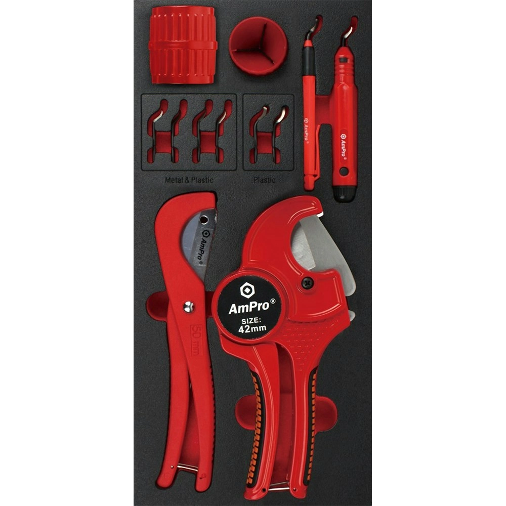 12pc Ampro Heavy Duty 42mm Deburring and Cutting Garage Tool Set Kit TS26353