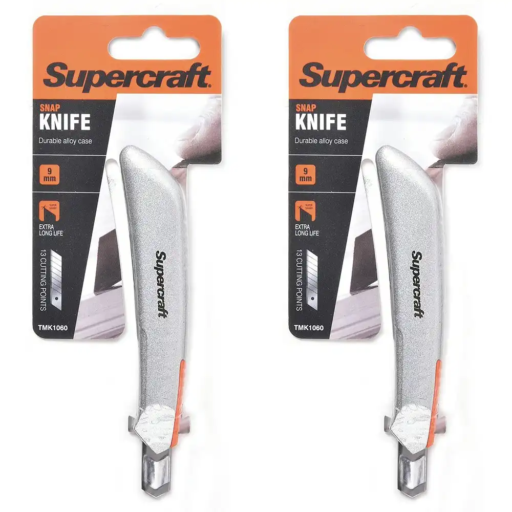 2x Supercraft Retractable Multipurpose 9mm Snap Ultilty Knife/Box Cutter Set