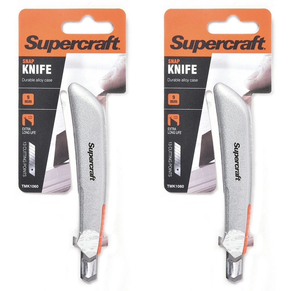 2x Supercraft Retractable Multipurpose 9mm Snap Ultilty Knife/Box Cutter Set