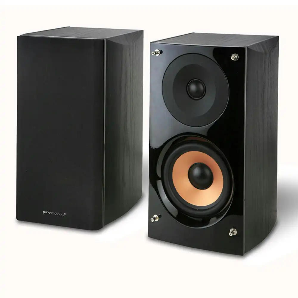 Pure Acoustics 140W Supernova Rear Bookshelf Speaker Pair for Home Theatre Black