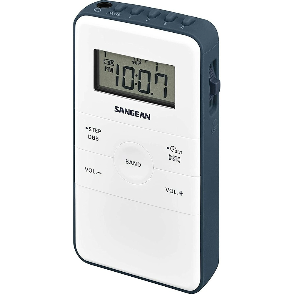 Sangean Rechargeable DT140 AM/FM Digital LCD 1000W USB Pocket Radio S Size White