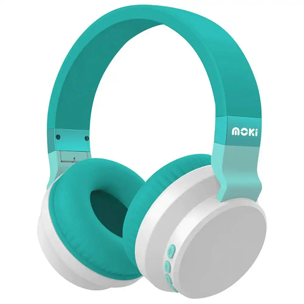 Moki Colourwave Wireless  and Wired Headphones - Seafoam 120cm Cable Length