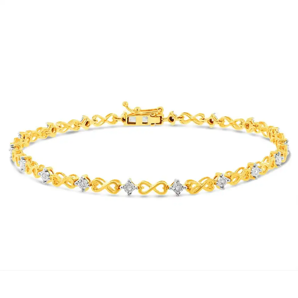 Luminesce Lab Grown Diamond infinity Bracelet in 9ct Yellow Gold