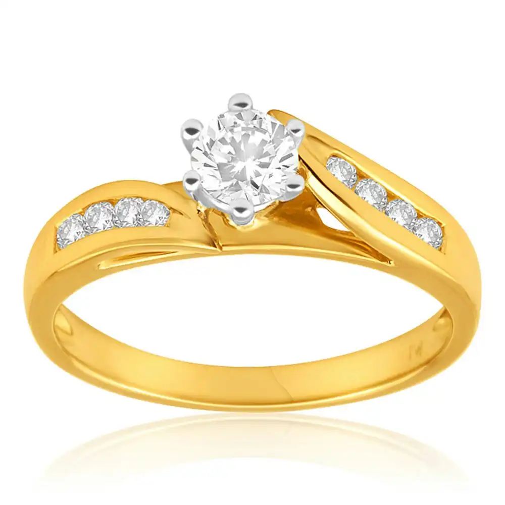 18ct Yellow Gold Ring With 8 Brilliant Cut Diamonds Totalling 1/2 Carats