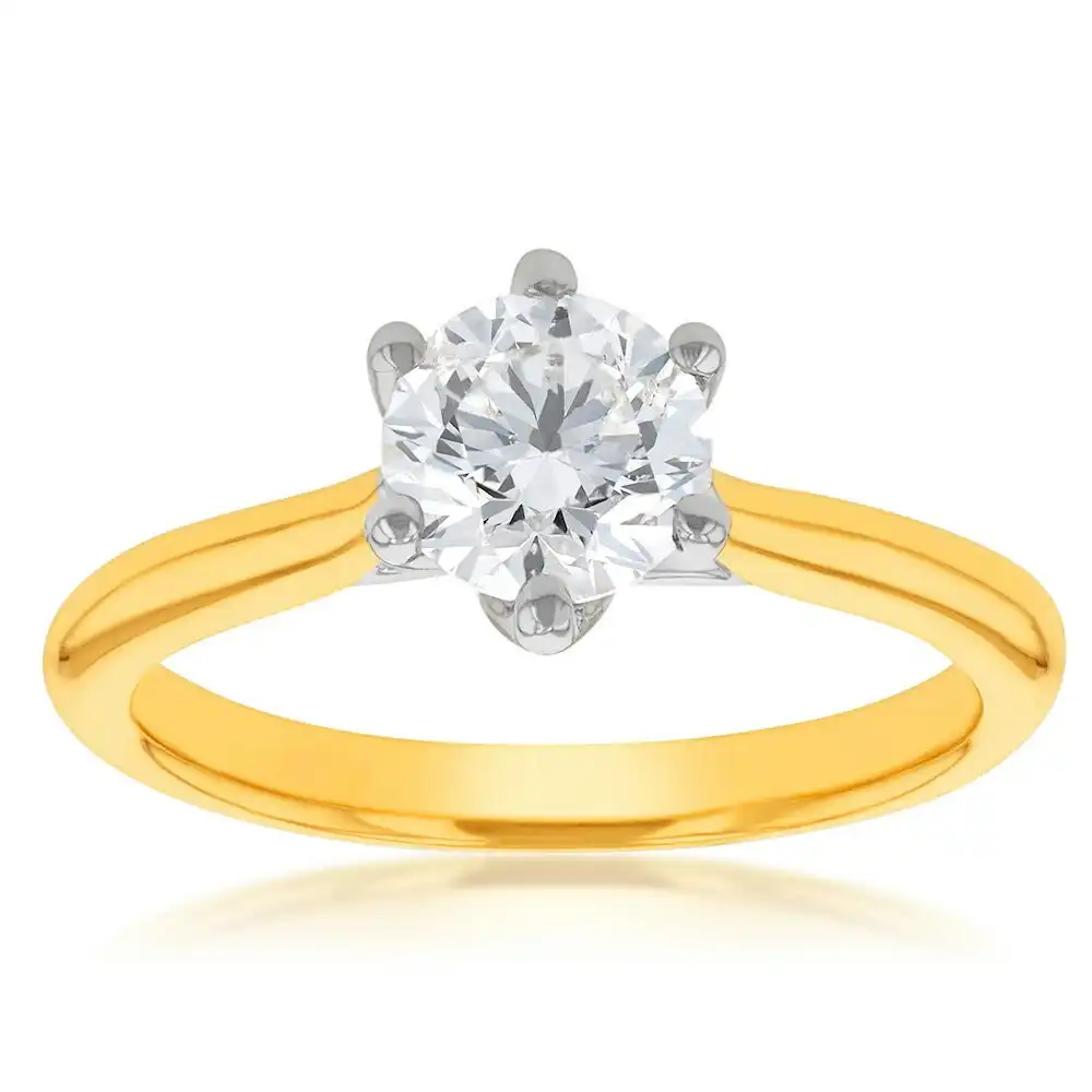 18ct Yellow Gold Approximately 1 Carat Diamond Solitaire Ring