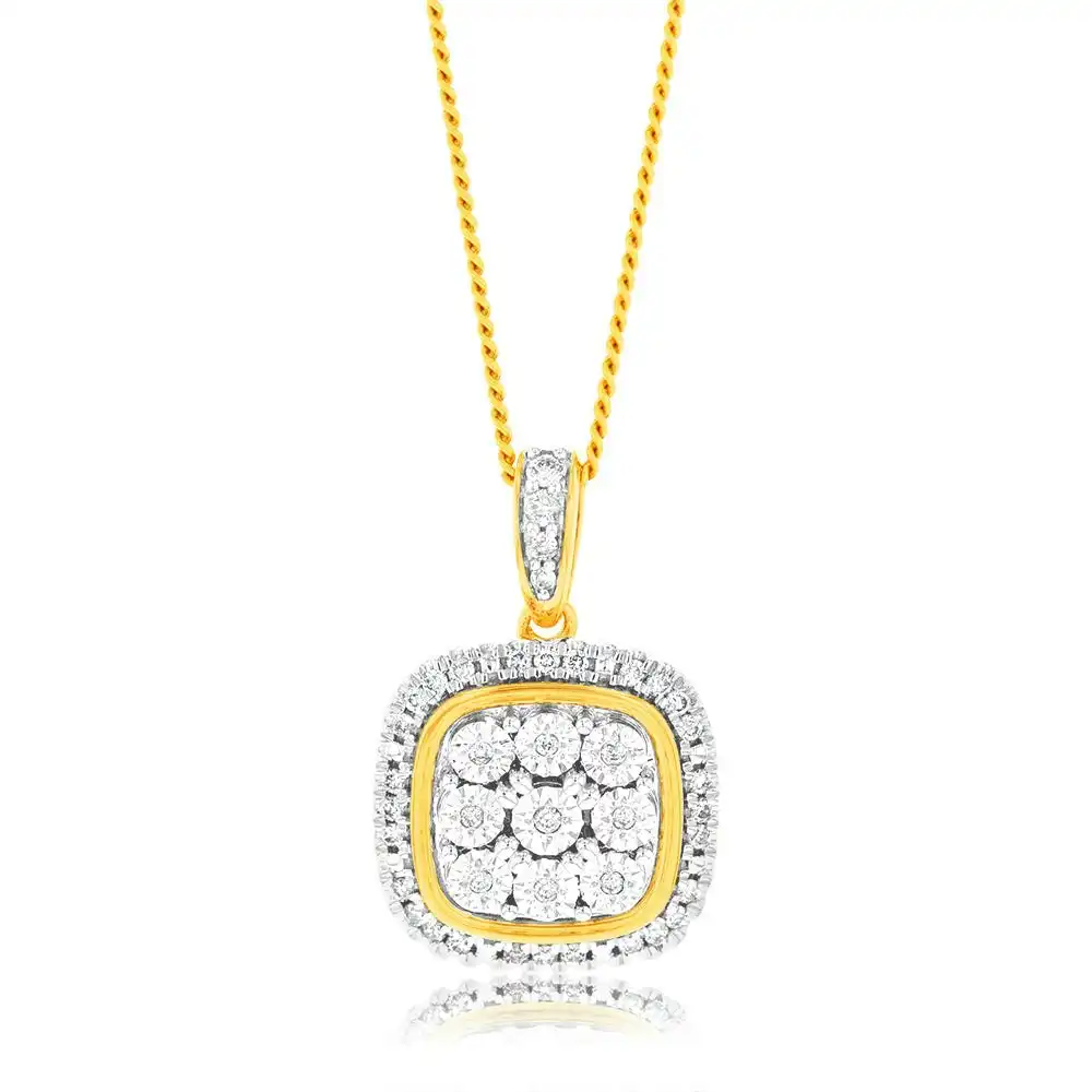 9ct Yellow Gold 1/6 Carat Diamond Pendant