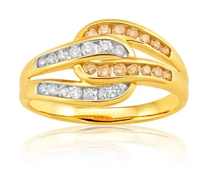 Australian Diamond 9ct Yellow Gold Loop Diamond Ring (TW=50pt)