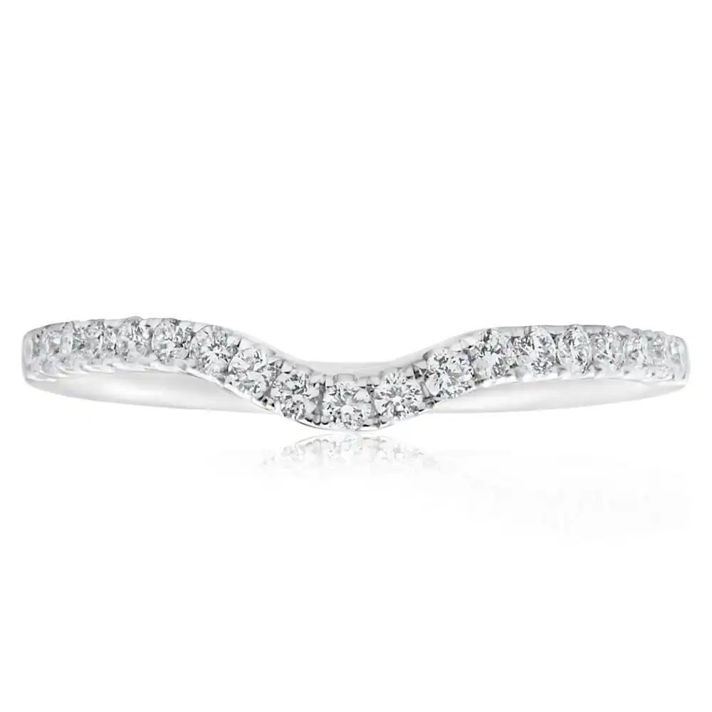 18ct White Gold 'Carina' Contour Ring With 0.2 Carats Of Diamonds