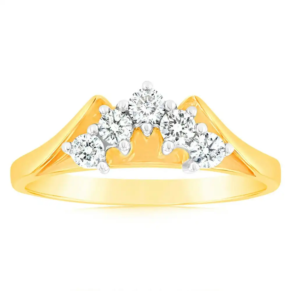 18ct Yellow Gold Ring With 5 Brilliant Cut Diamonds Totalling 0.25 Carats