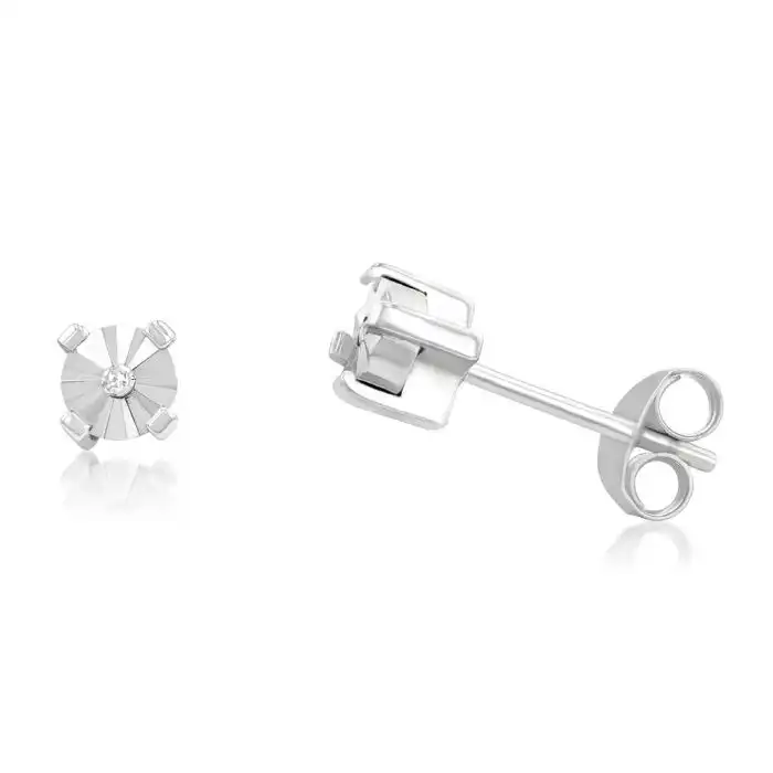 Sterling Silver 4mm Diamond Stud Earrings