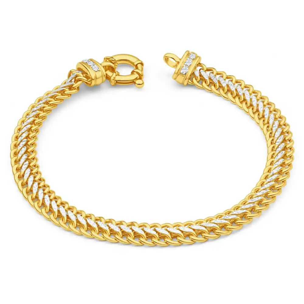 9ct Yellow Gold Silver Filled Cubic Zirconia Mesh Bracelet