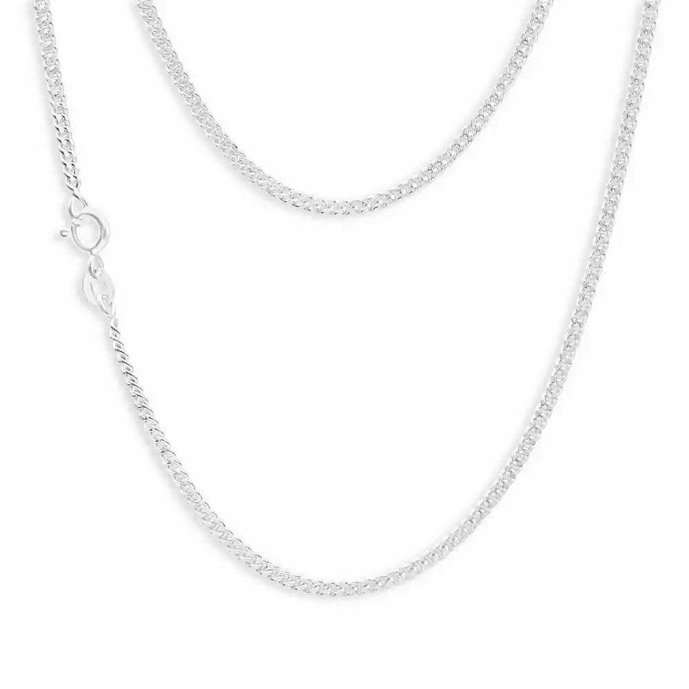 Sterling Silver Diamond Cut 40cm Curb Chain