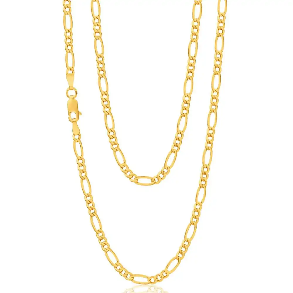 9ct Yellow Gold Figaro 1:3 80 Gauge 55cm Chain