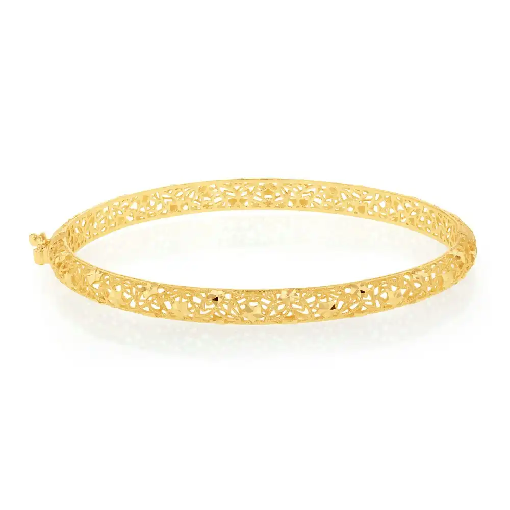 9ct Yellow Gold Fancy Mesh 65mm Bangle