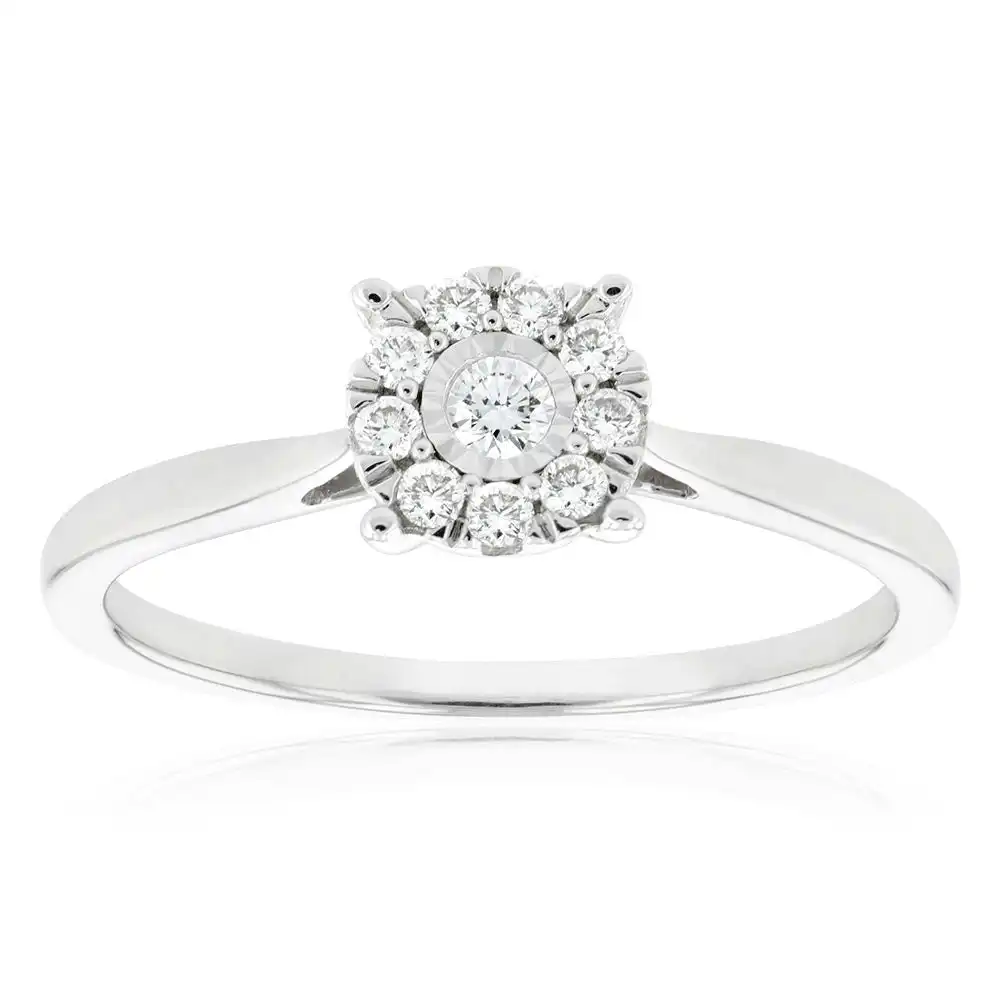 Luminesce Lab Grown Diamond .15 Carat Cluster Dress Ring in 9ct White Gold