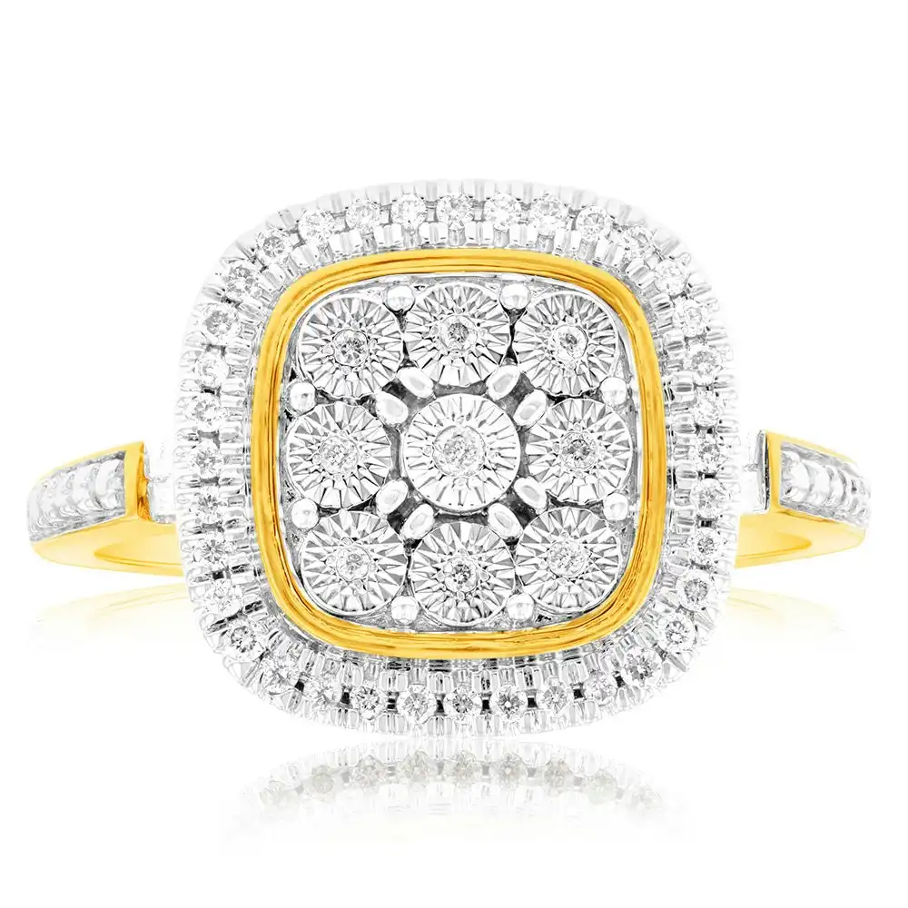 9ct Yellow Gold 1/6 Carat Diamond Dress Ring