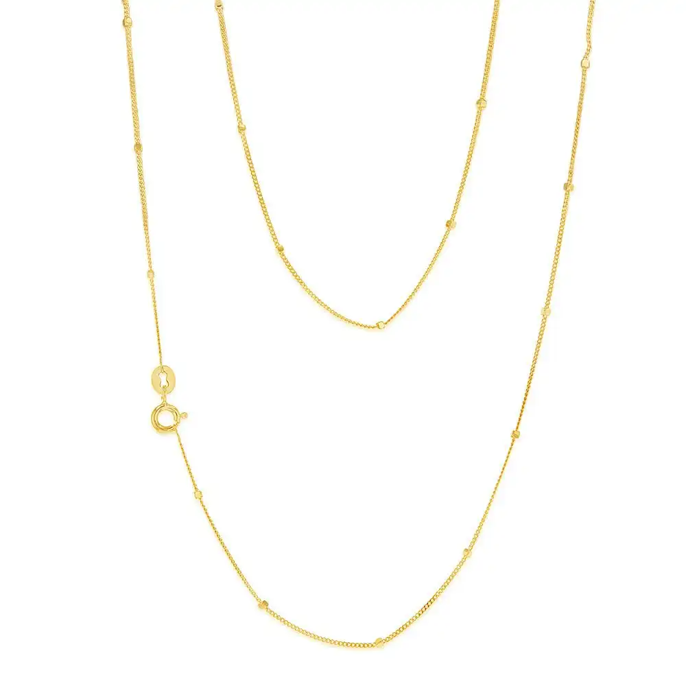 9ct Yellow Gold Curb With Diamond Cut Dieces 45cm Chain