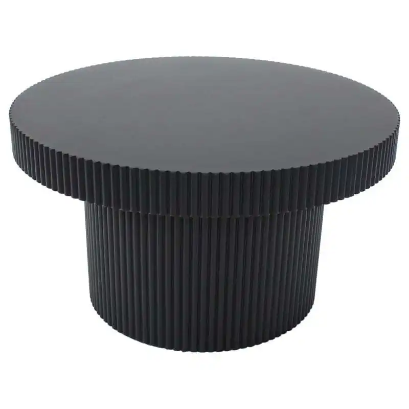 Willow & Silk Wooden 70cm Black Round Fluted Coffee/Side Table
