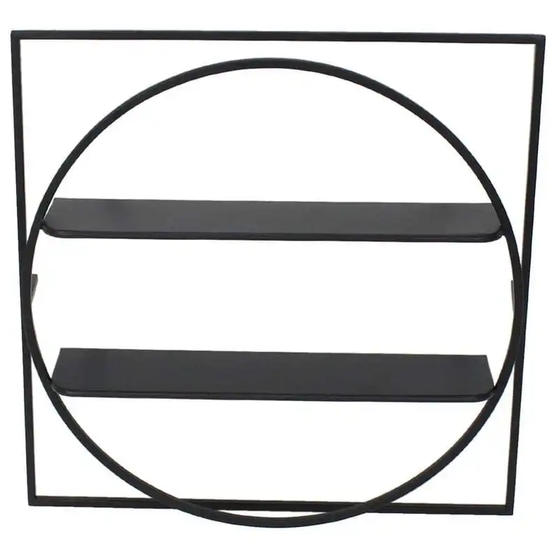 Willow & Silk Metal 60x12cm Black 2-Tier Hanging Wall Shelf/Organiser