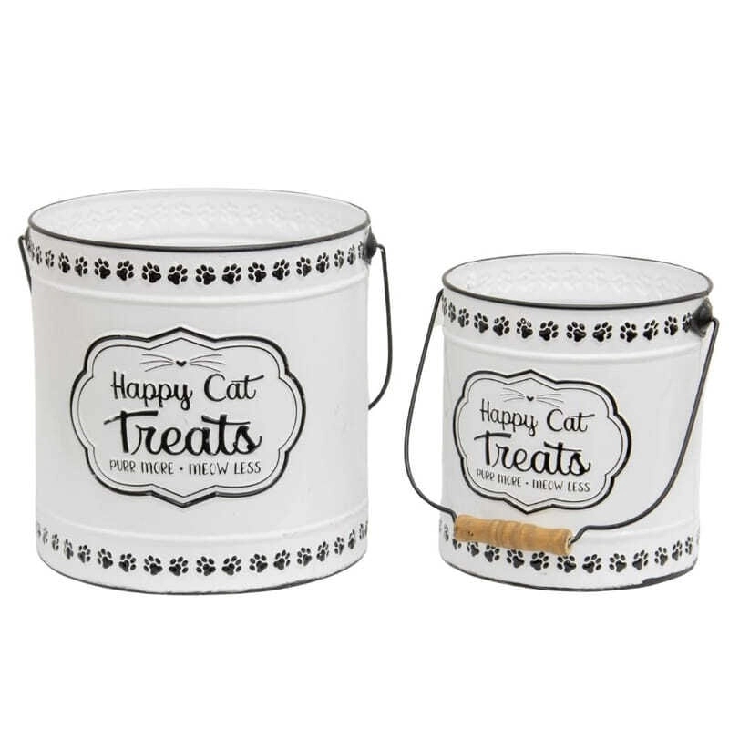 Willow & Silk Nested 27cm/22.5cm 'Happy Dog Treats' Set of 2 Tins w/ Lids