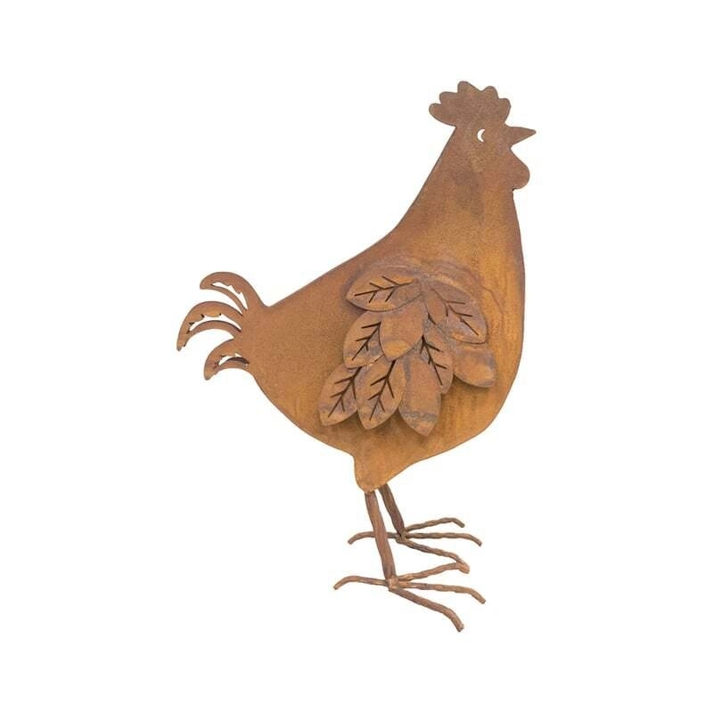 Willow & Silk Metal 35cm Rusty Chook/Rooster Garden Figurine/Statue