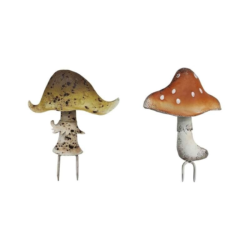 Willow & Silk Metal 20cm Set of 2 Mushroom Garden/Yard/Outdoor Stake