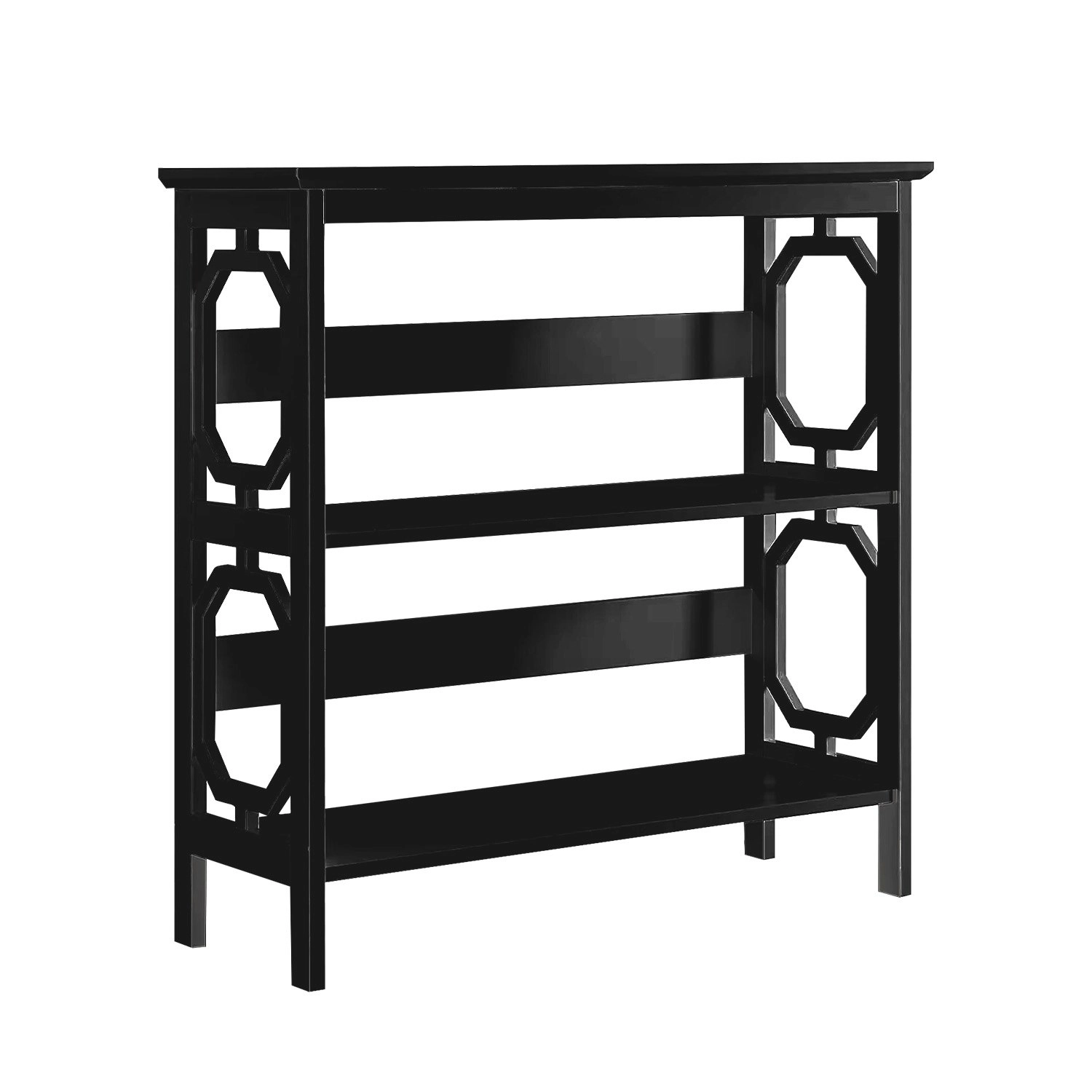 Sarantino Laurel 3-Tier Bookshelf Display Rack- Black