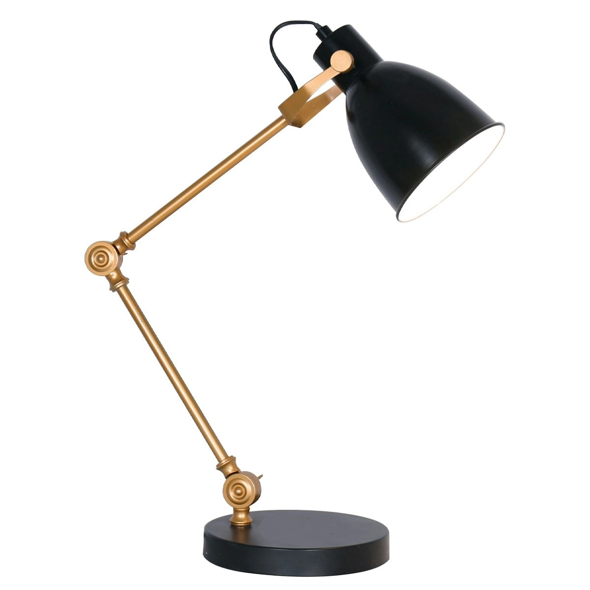 Sarantino Adjustable Metal Table Lamp in Black and Gold