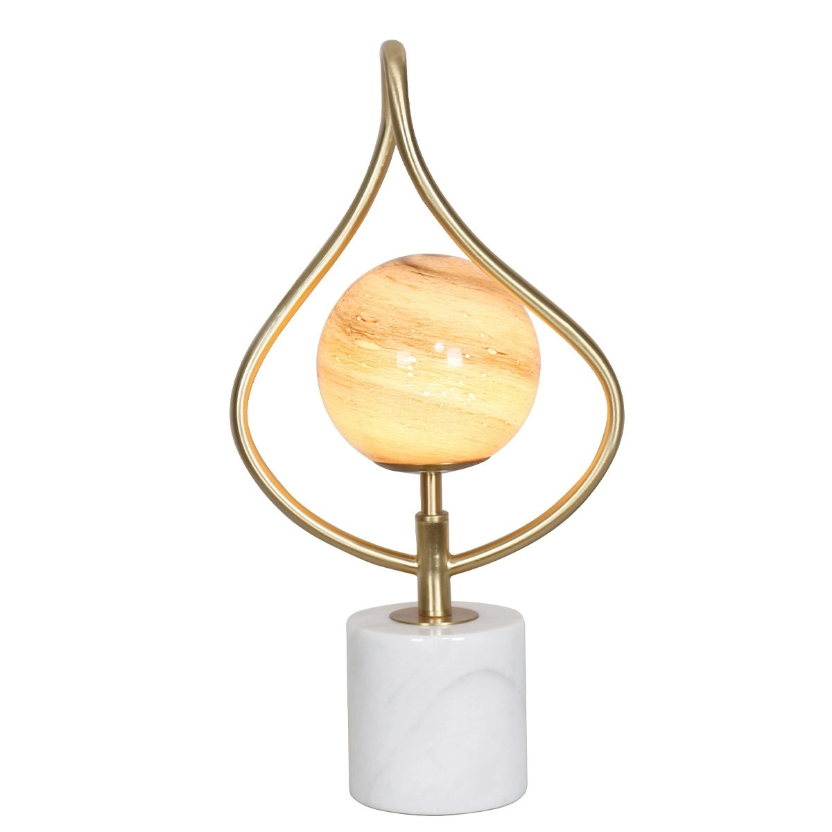 Sarantino Sculptural Orange Glass Table Lamp with White Marble Base