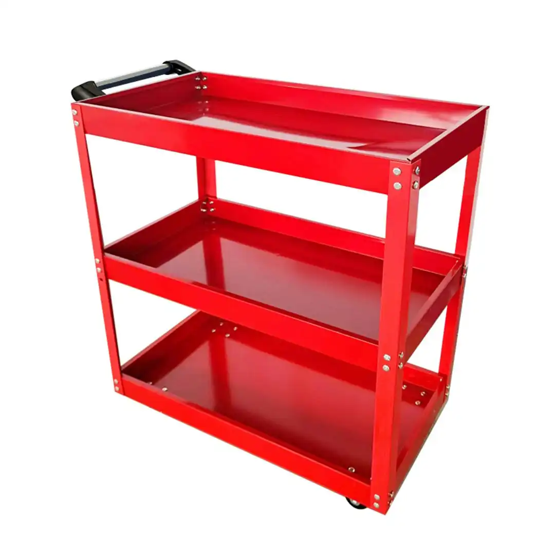 Soga 3 Tier Tool Storage Cart Portable Service Utility Heavy Duty Mobile Trolley Red