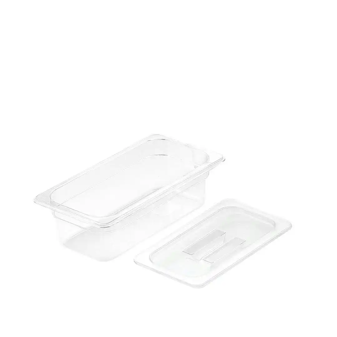 Soga 100mm Clear Gastronorm GN Pan 1/3 Food Tray Storage with Lid