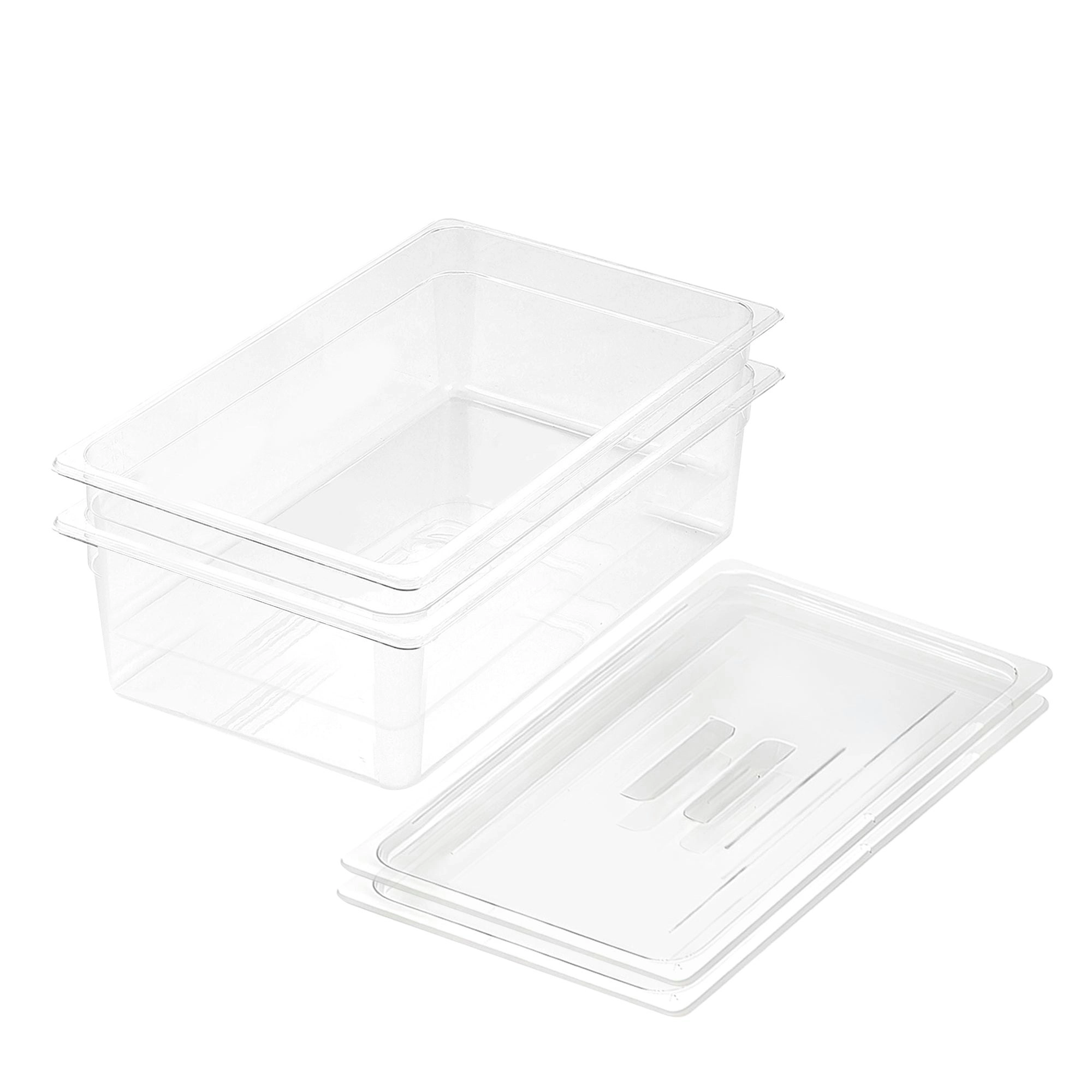 Soga 150mm Clear Gastronorm GN Pan 1/1 Food Tray Storage Bundle of 2 with Lid